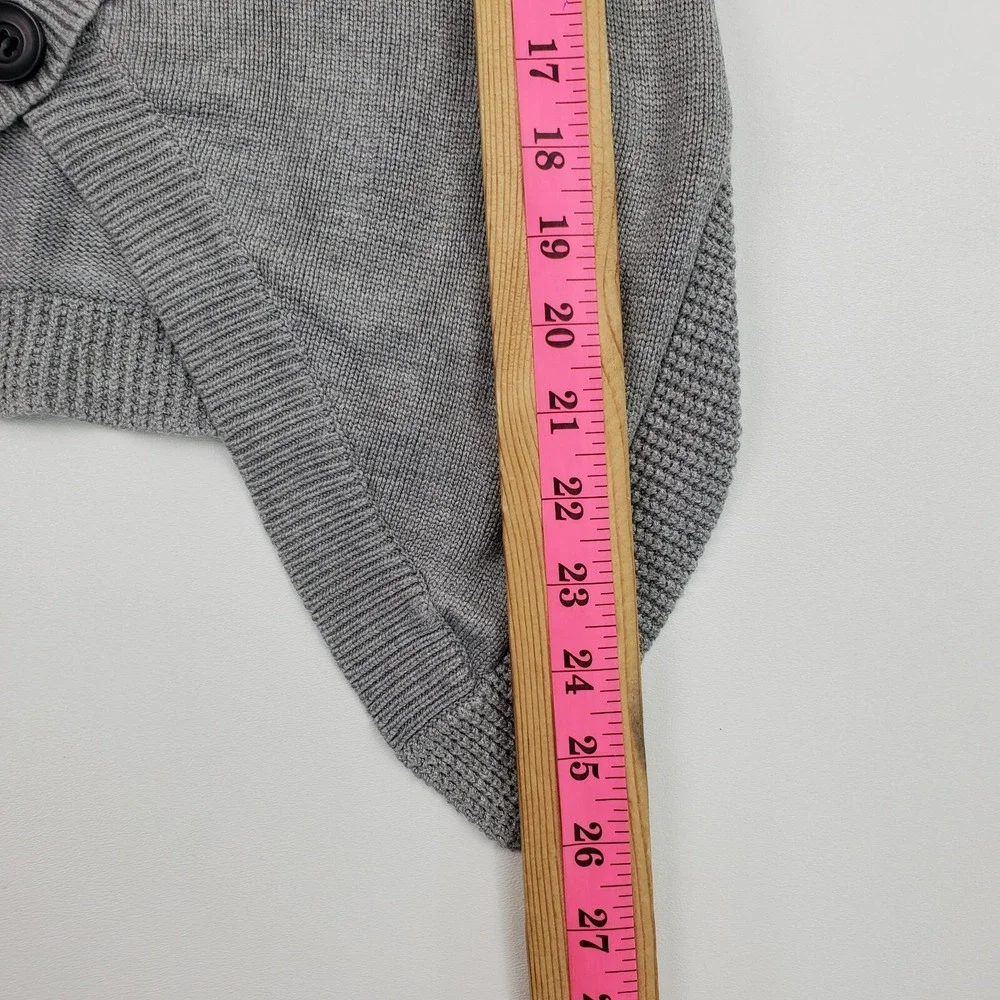 Womens Gray‎ Waffle Knit Cross Body Button Turtleneck Sweater Size S Long Sleeve